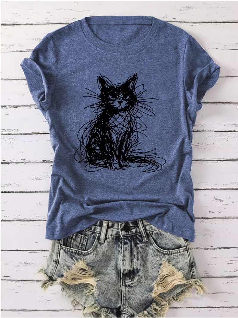 Abstract Sketch Cat T-Shirt