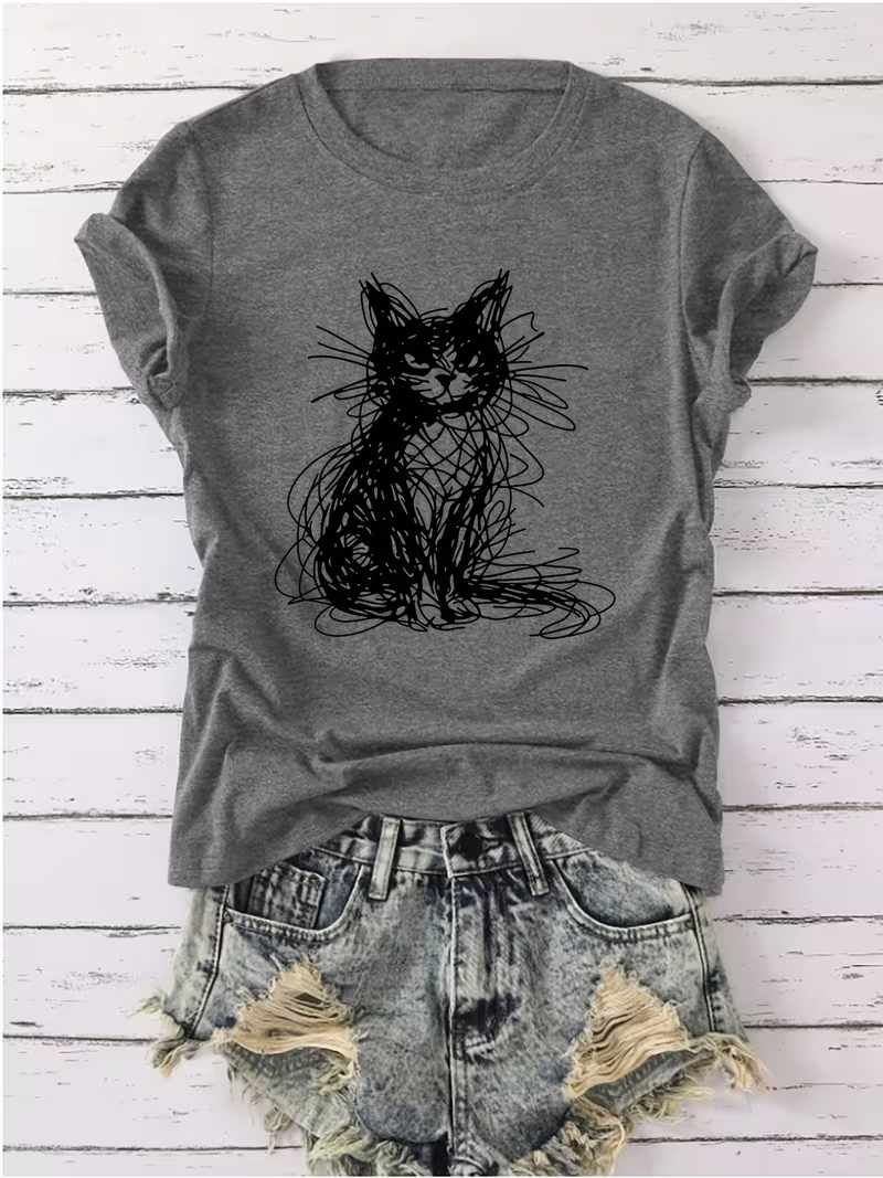 Abstract Sketch Cat T-Shirt