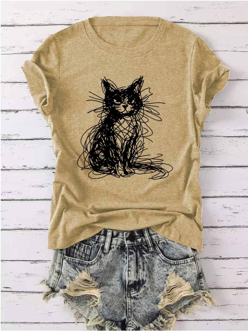 Abstract Sketch Cat T-Shirt