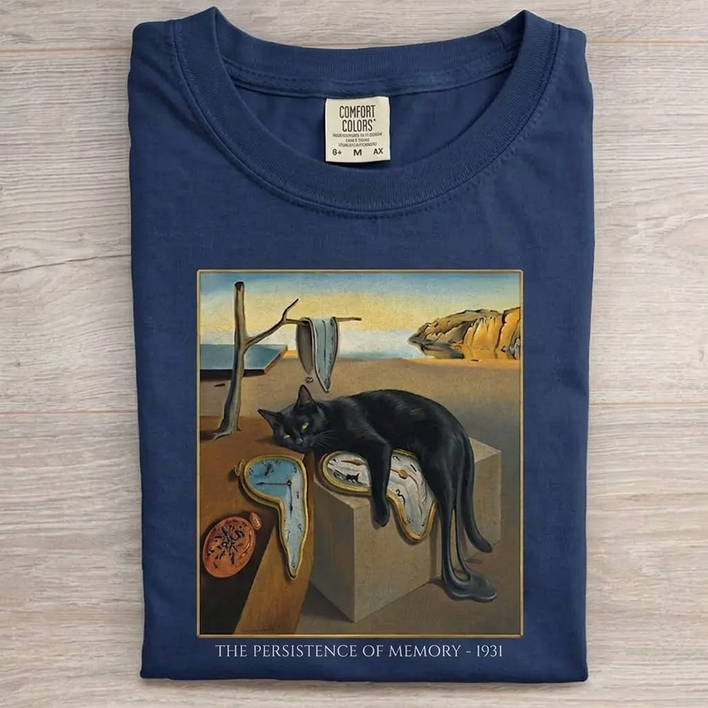 Persistence of Memory Black Cat T-shirt