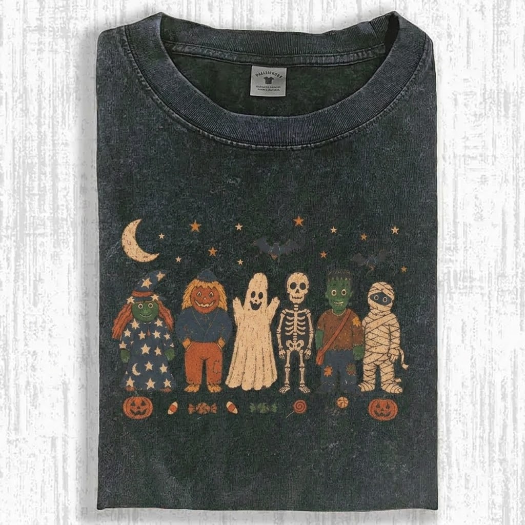 Vintage Halloween Characters Spooky Season T-shirt