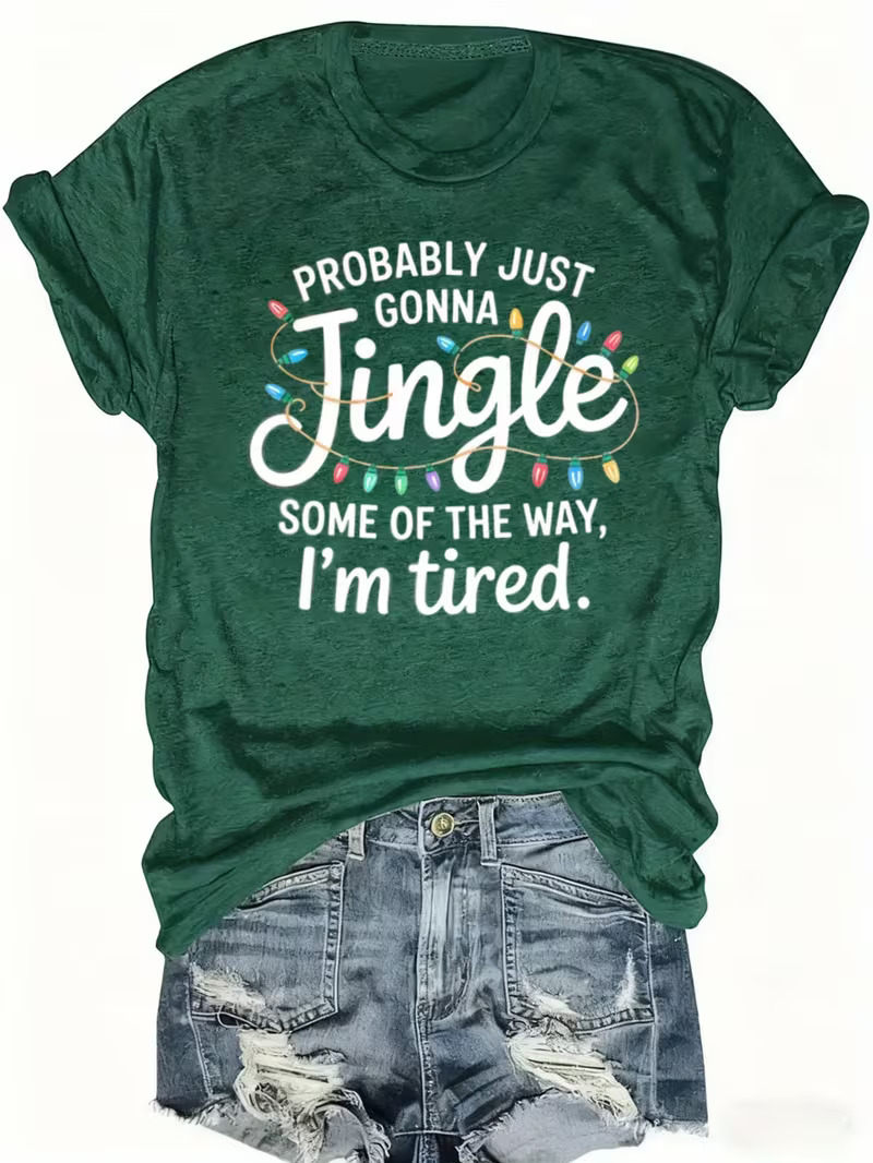 Funny Tired Christmas Holiday Graphic T-Shirt