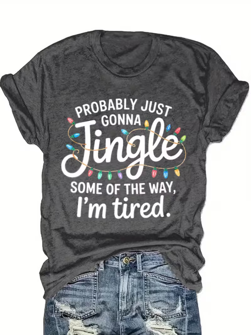 Funny Tired Christmas Holiday Graphic T-Shirt