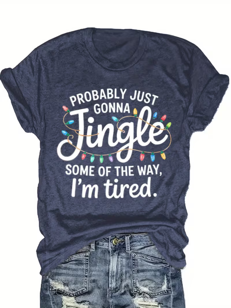 Funny Tired Christmas Holiday Graphic T-Shirt
