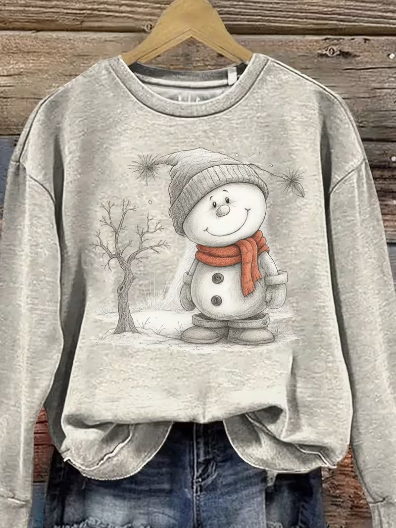 Vintage Cute Snowman Crewneck Sweatshirt