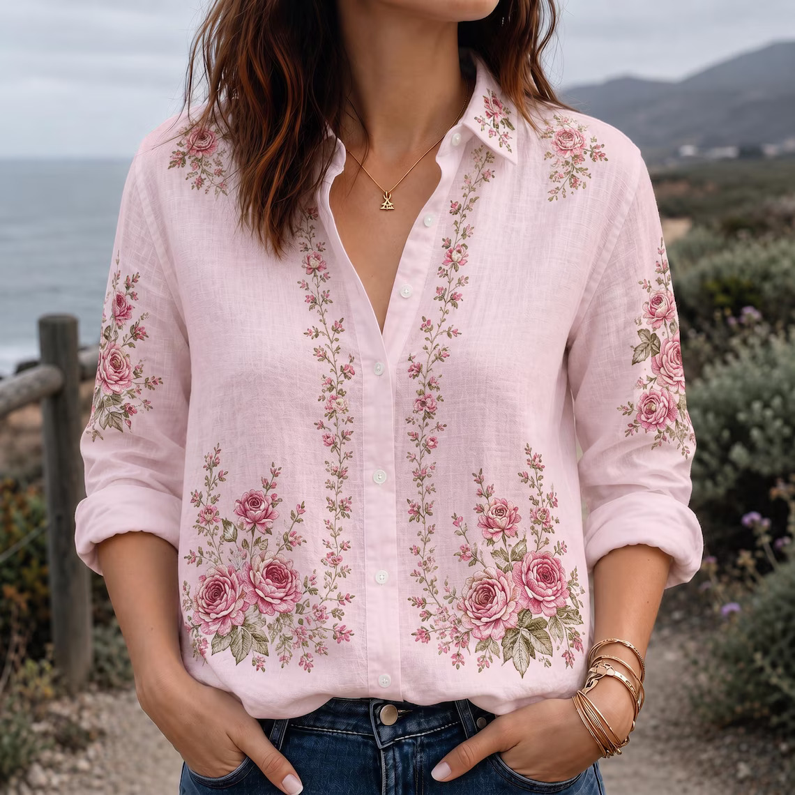 Vintage Rose Blouse Shirt