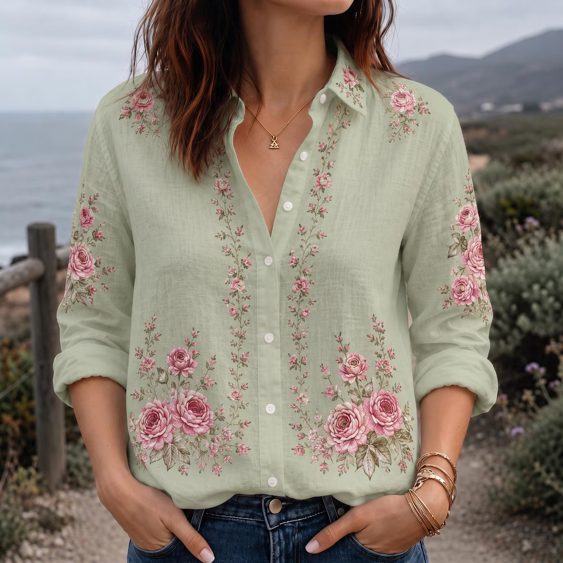 Vintage Rose Blouse Shirt