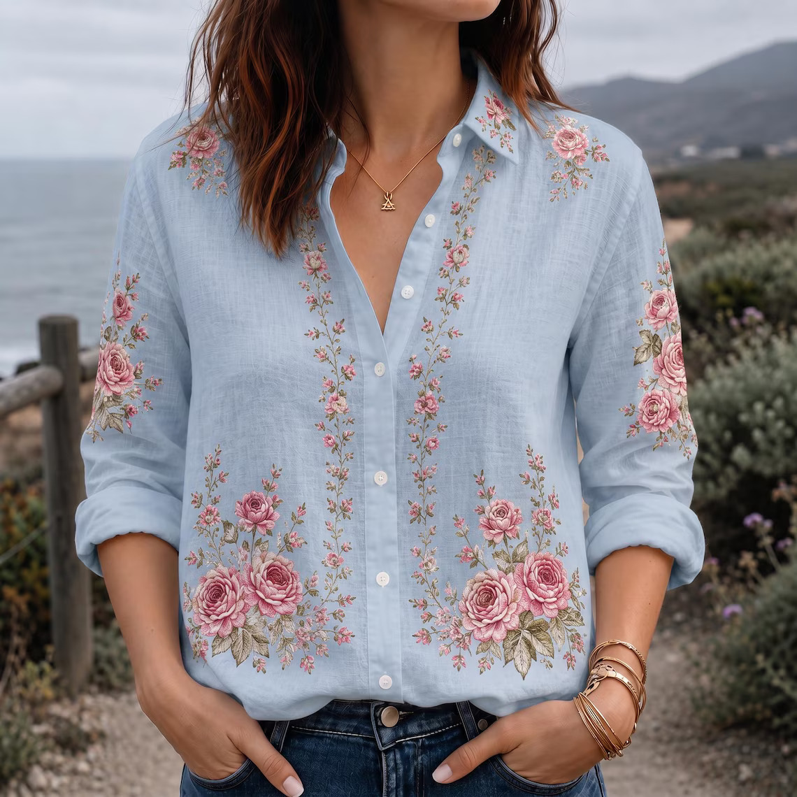 Vintage Rose Blouse Shirt