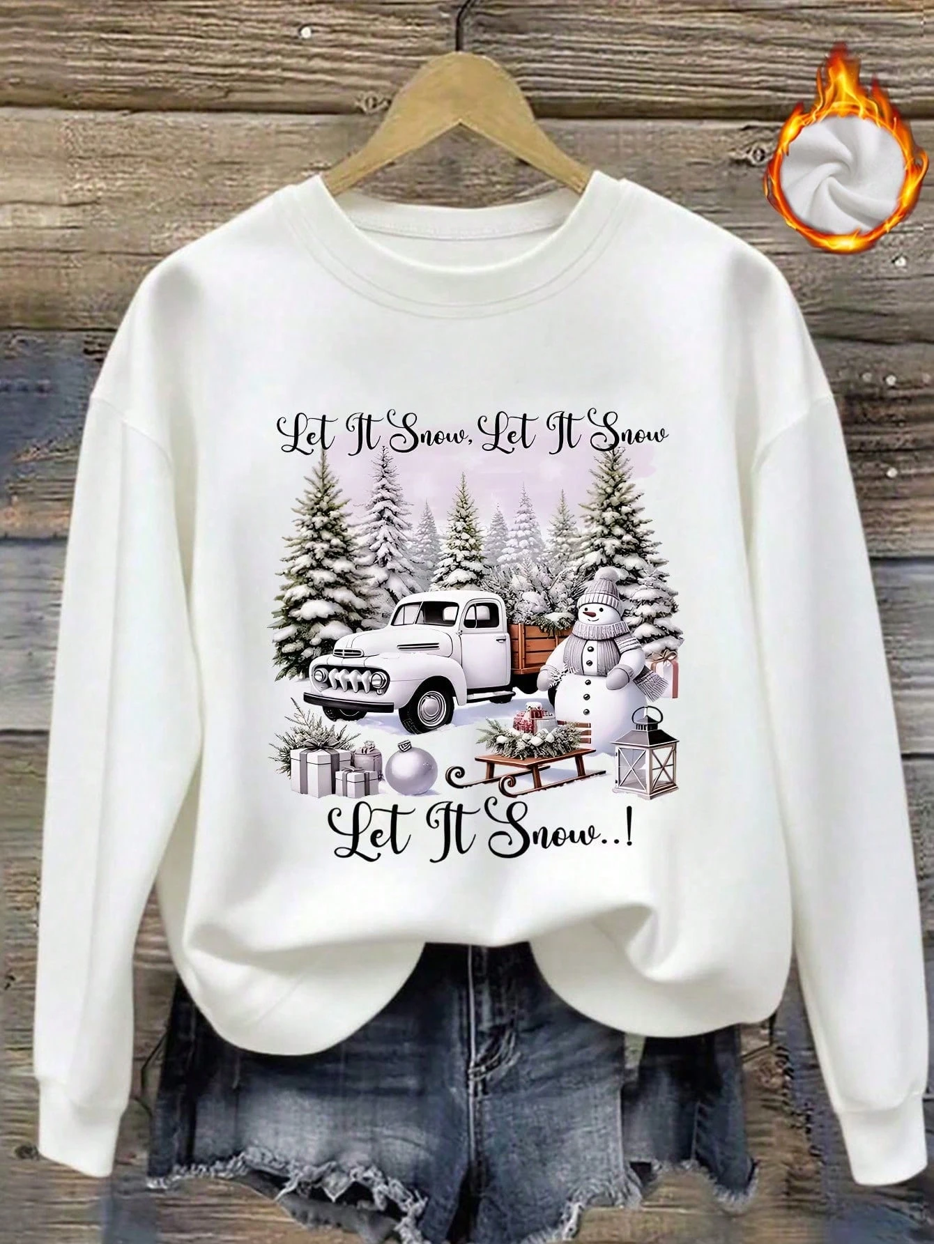 Let It Snow Vintage Truck Christmas Crewneck Sweatshirt