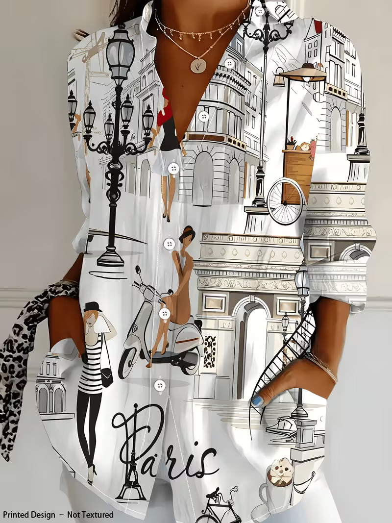Wander In Paris Style Long‑Sleeve Shirt