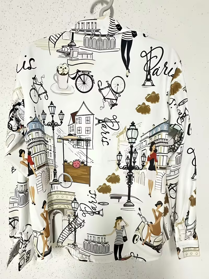 Wander In Paris Style Long‑Sleeve Shirt