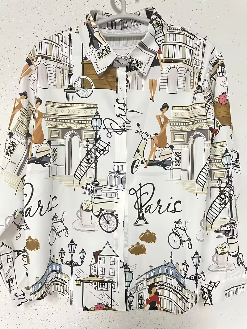 Wander In Paris Style Long‑Sleeve Shirt