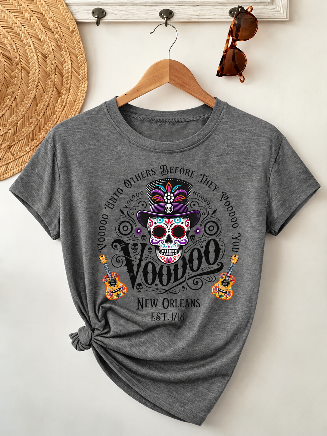 New Orleans Voodoo Sugar Skull T‑Shirt