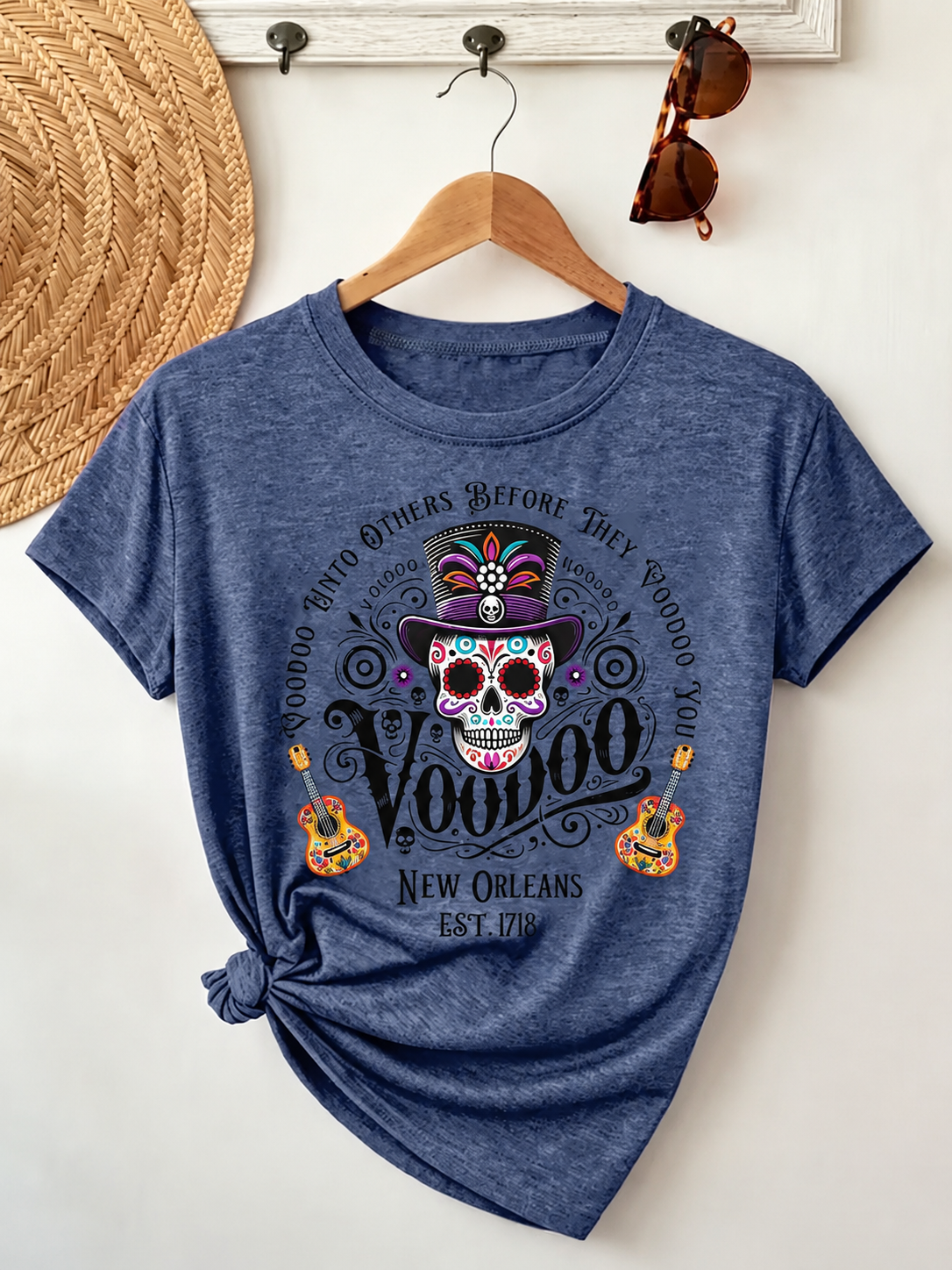 New Orleans Voodoo Sugar Skull T‑Shirt