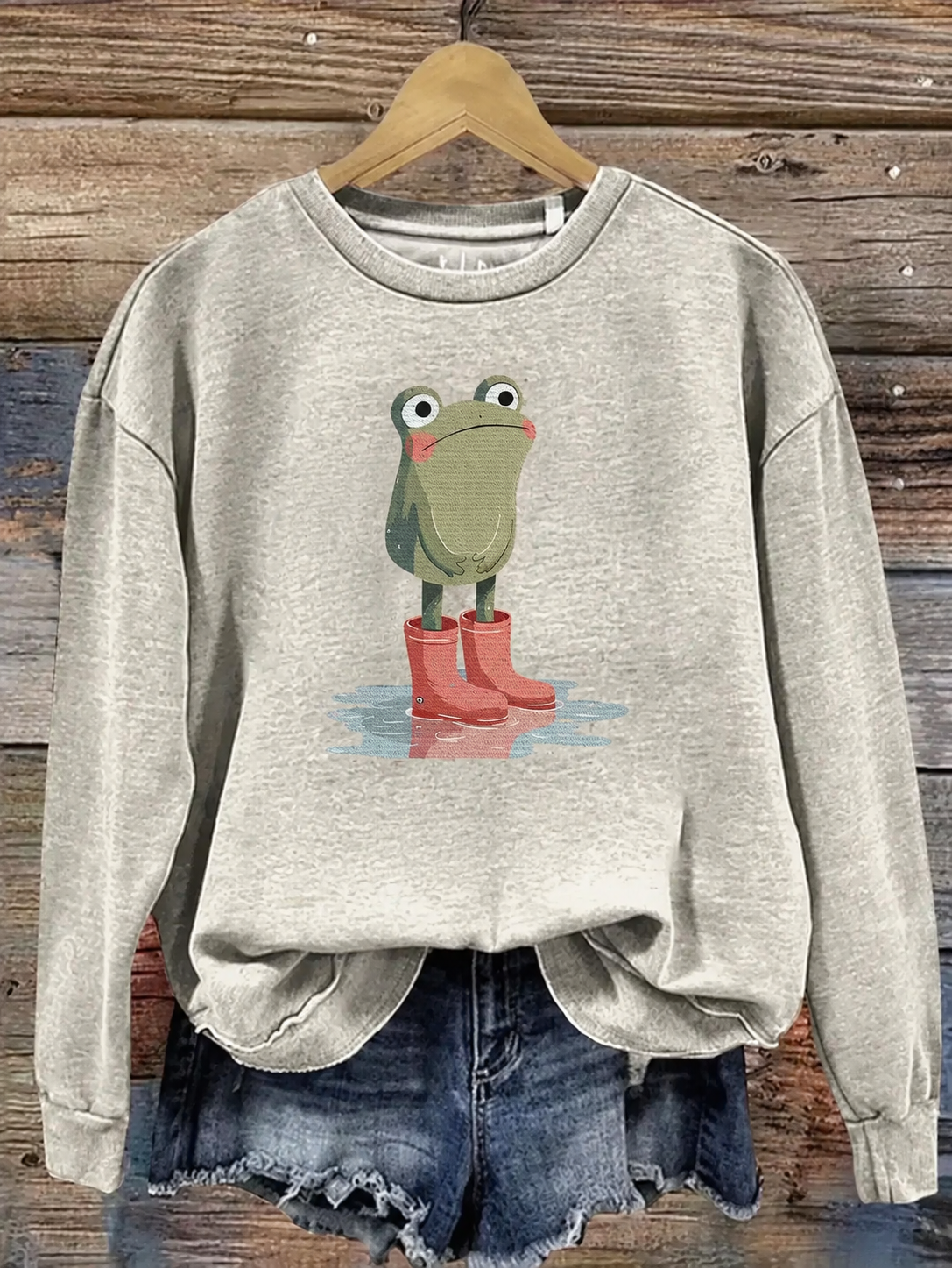 Grumpy Frog In Rain Boots Cozy Sweatshirt