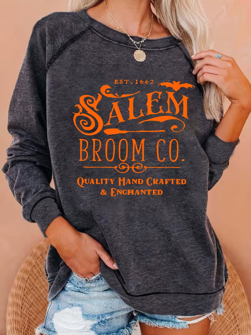 Women's "Salem Broom Co. Est. 1662" for Halloween Sweatshirt
