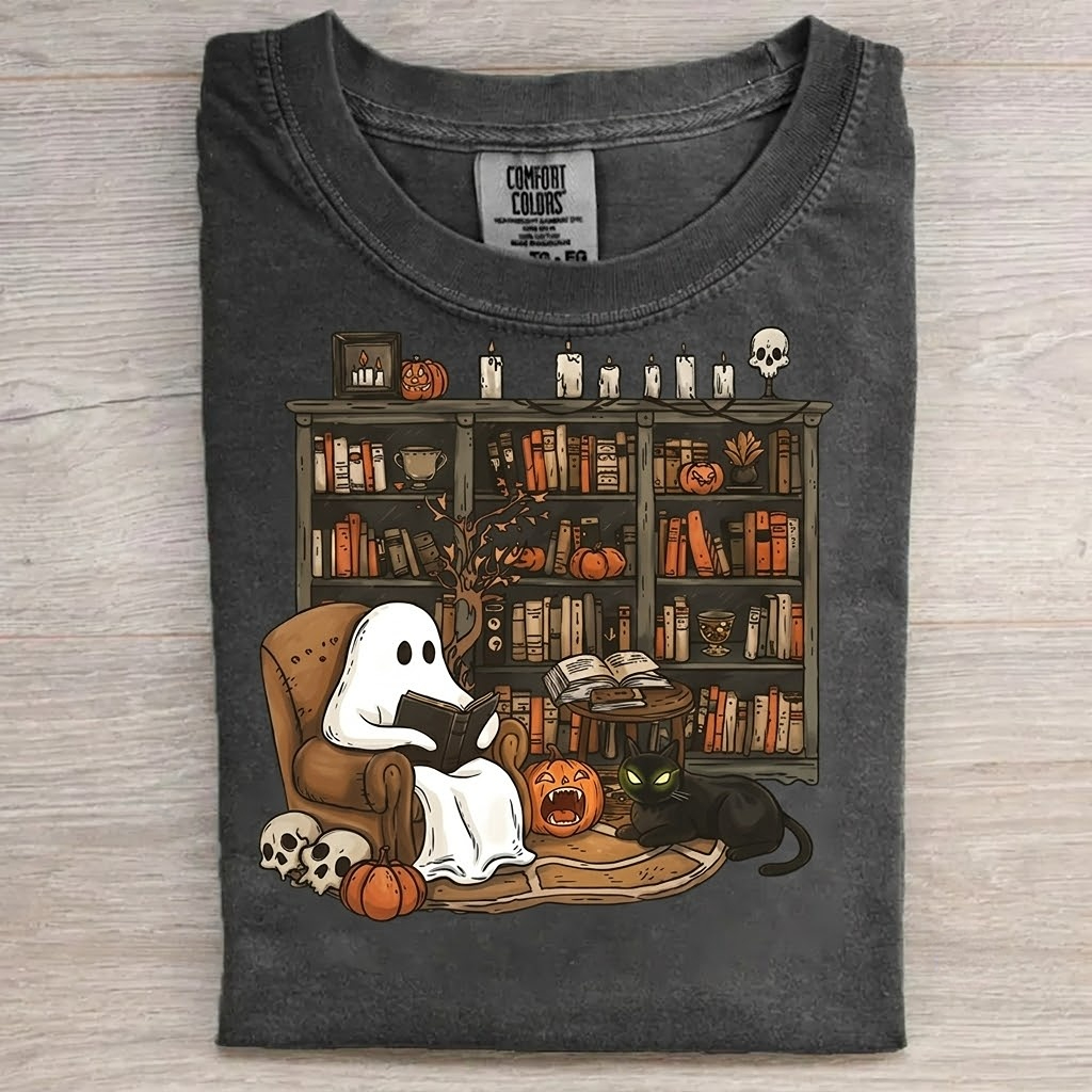 Ghost Book Reader, Halloween horror T-Shirt