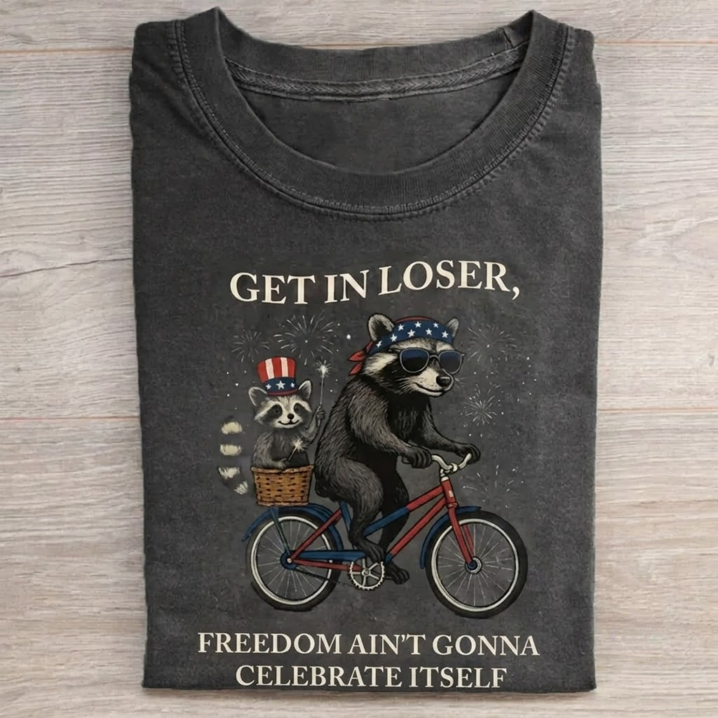 Get In Loser Freedom Raccoon Vintage Tee
