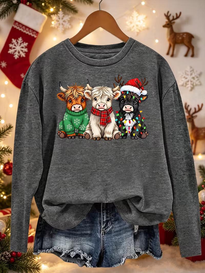 Christmas Highland Cows Crewneck Sweatshirt