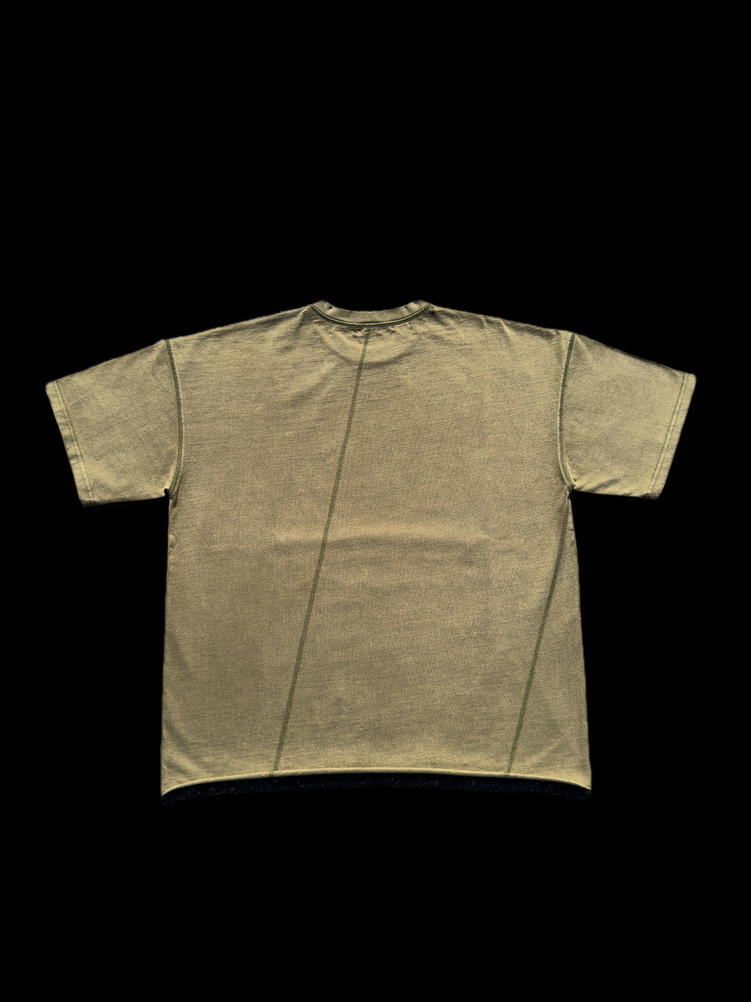 Distressed Washed Olive Grunge "Trim Your Teeth" Graphic Boxy T-Shirt