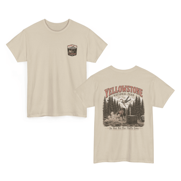 Vintage Yellowstone National Park Funny Bison T-Shirt Do Not Pet The Fluffy Cows