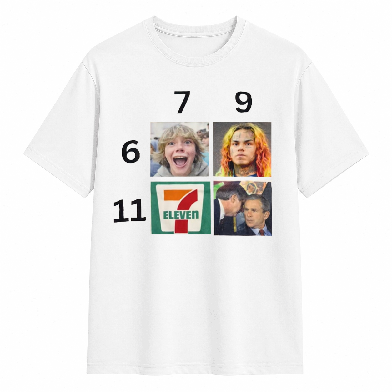 Edgy Dark Humor 6 7 9 11 Meme Graphic T-Shirt, Viral Internet Meme Tee for Meme Lovers