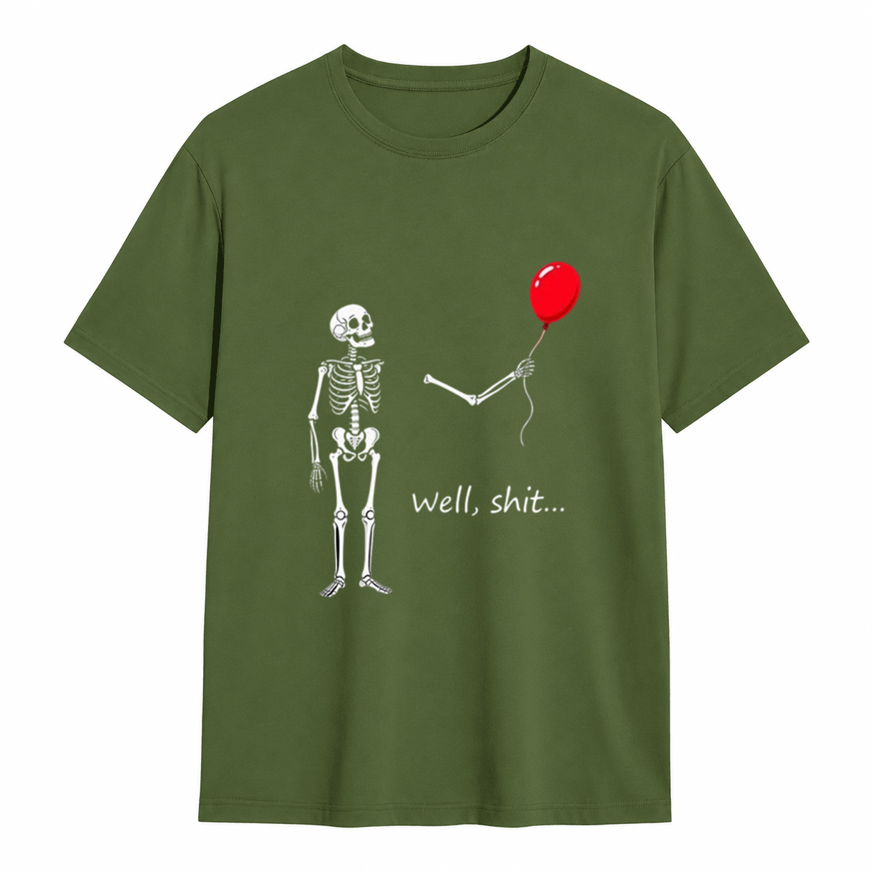 Skeleton Balloon “Well, Shit…” Halloween T-Shirt – Funny Spooky Graphic Tee