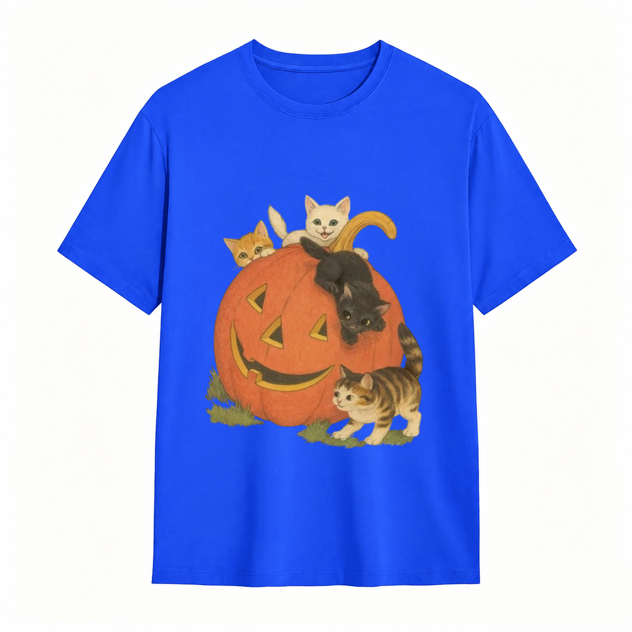 Vintage Cute Kittens Inside Jack O Lantern Pumpkin T-Shirt Retro Fall Halloween Cat Lover Short Sleeve Tee