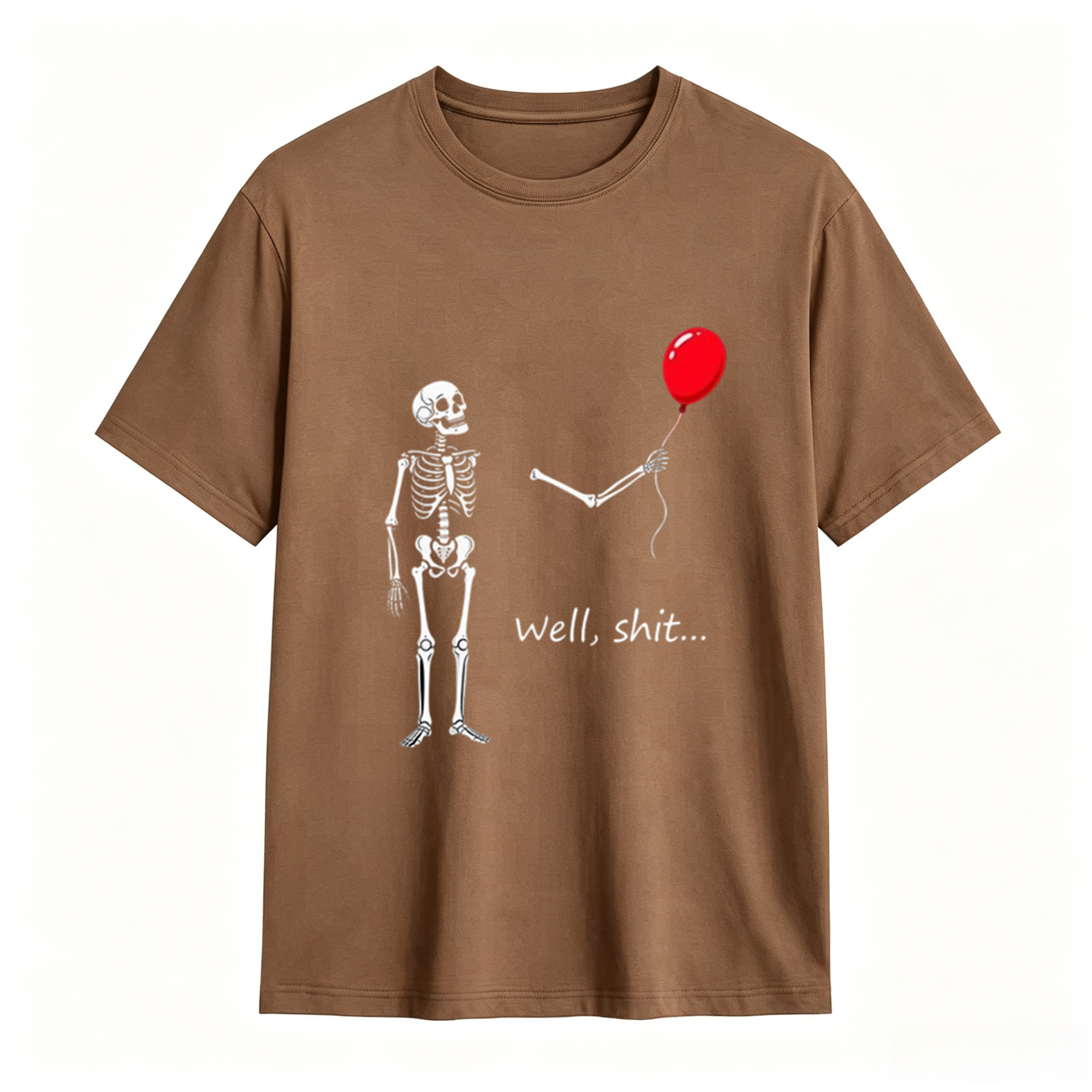 Skeleton Balloon “Well, Shit…” Halloween T-Shirt – Funny Spooky Graphic Tee
