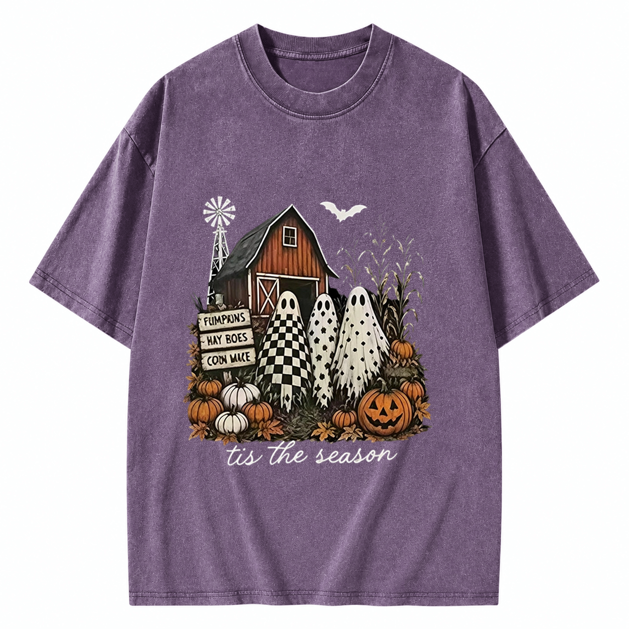 Vintage Farm Ghost Halloween Sweatshirt, Tis The Season Pumpkin Barn 