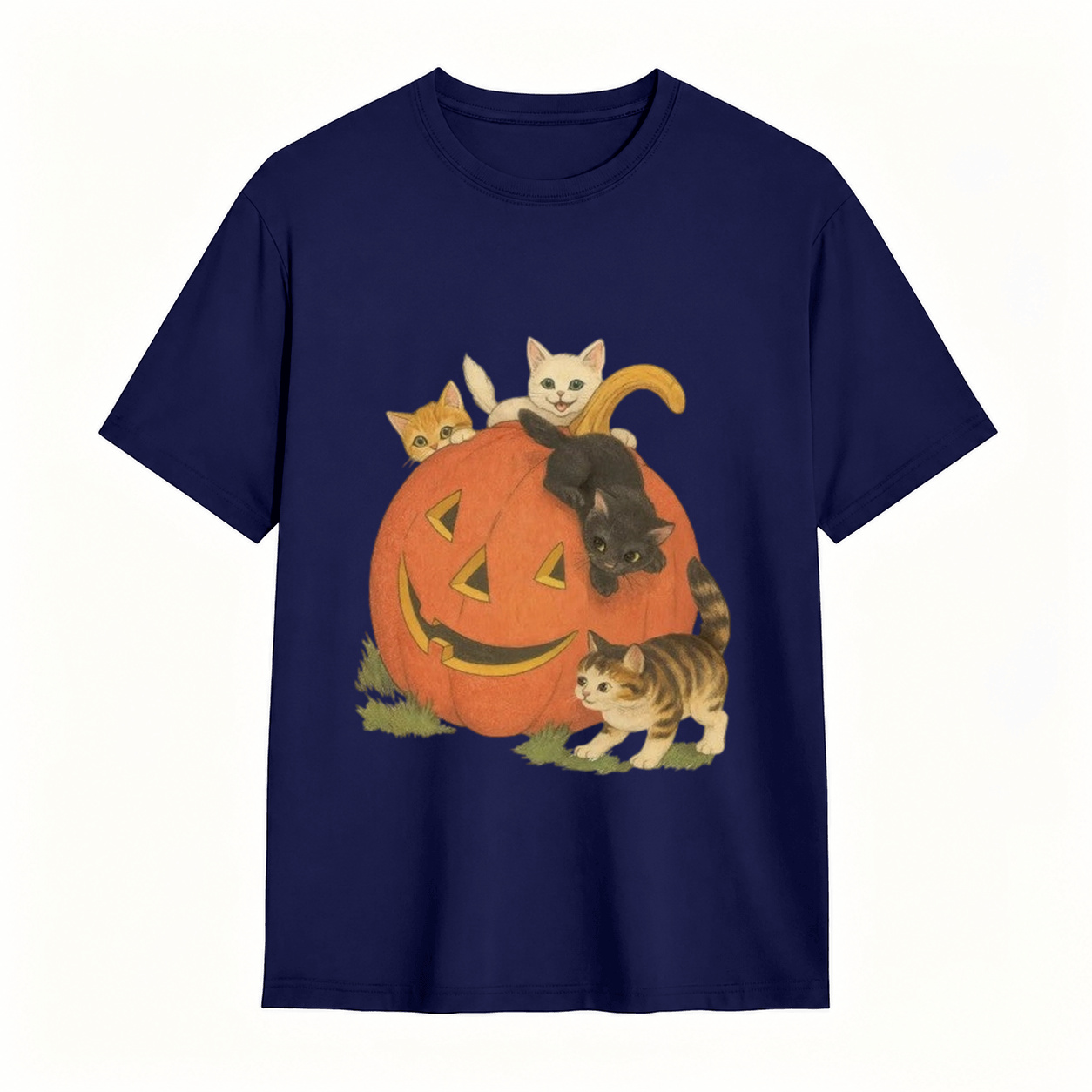 Vintage Cute Kittens Inside Jack O Lantern Pumpkin T-Shirt Retro Fall Halloween Cat Lover Short Sleeve Tee