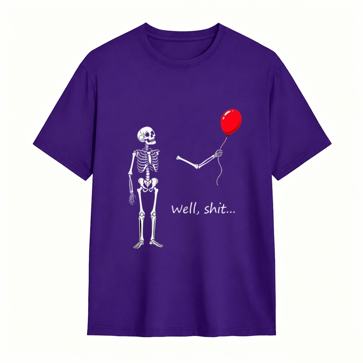 Skeleton Balloon “Well, Shit…” Halloween T-Shirt – Funny Spooky Graphic Tee