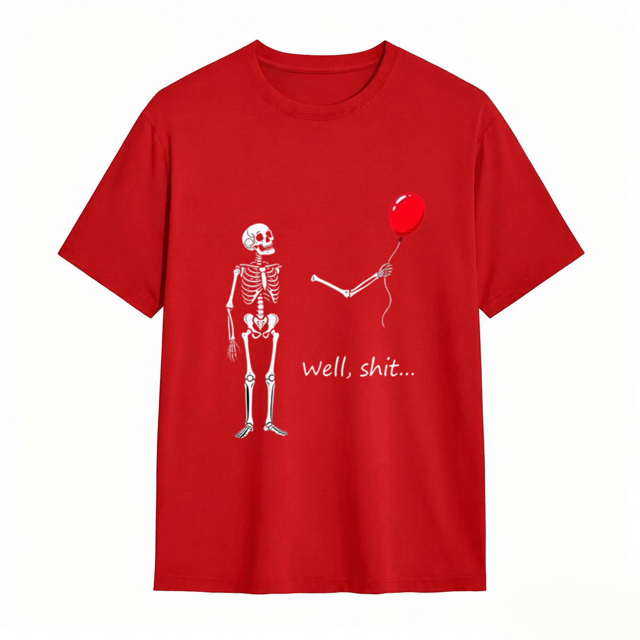 Skeleton Balloon “Well, Shit…” Halloween T-Shirt – Funny Spooky Graphic Tee