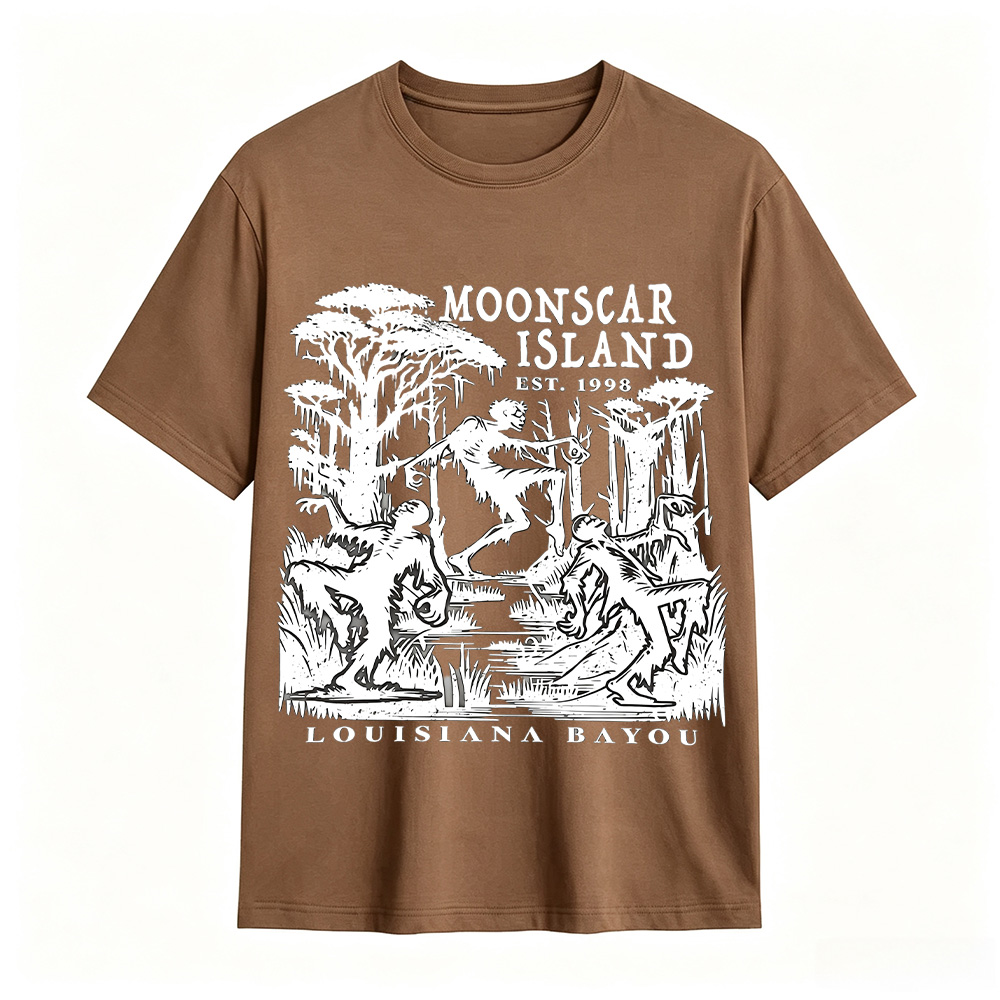 Moonscar Island Graphic T-Shirt – Vintage Louisiana Bayou Gothic Tee, Dark Nature Horror Inspired Shirt