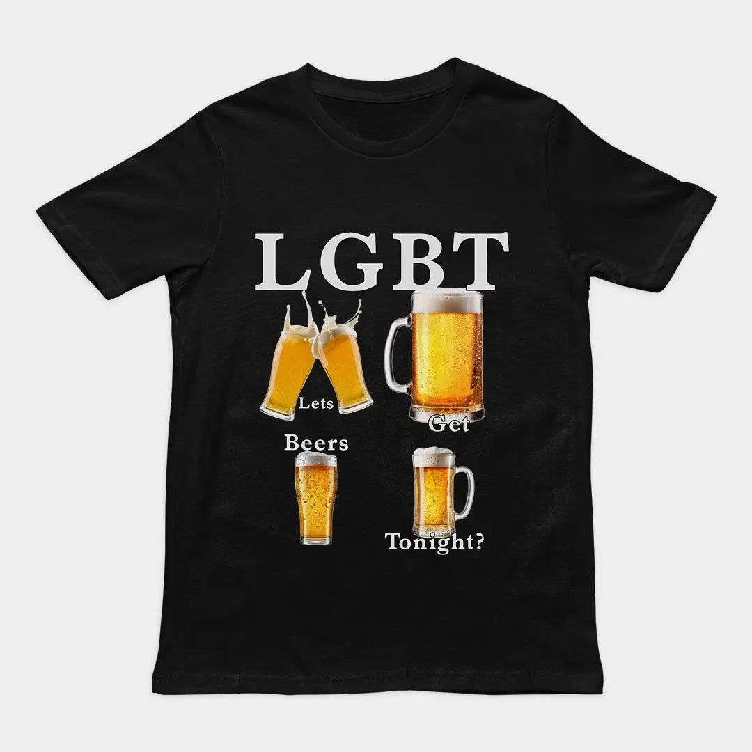 LGBT Let's Get Beers Tonight Funny Beer Graphic T-Shirt