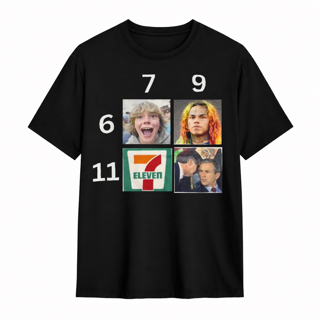 Edgy Dark Humor 6 7 9 11 Meme Graphic T-Shirt, Viral Internet Meme Tee for Meme Lovers