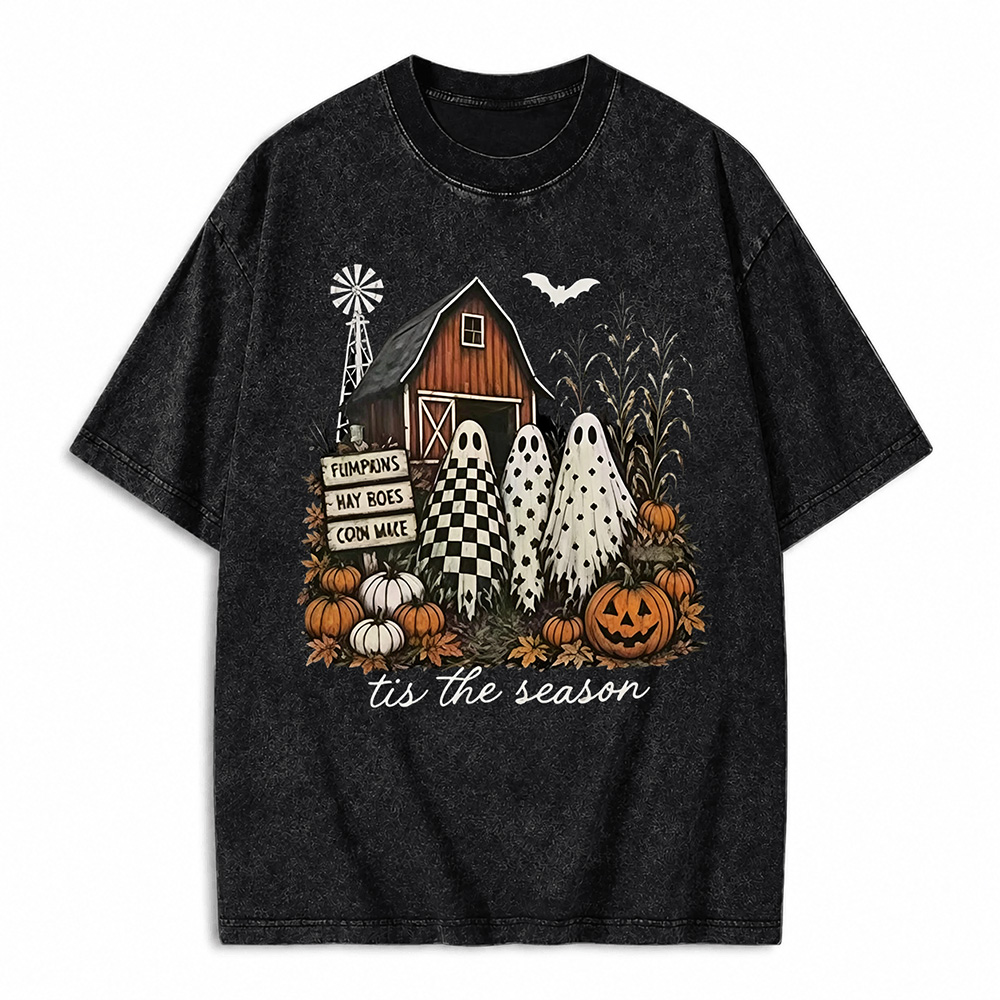 Vintage Farm Ghost Halloween Sweatshirt, Tis The Season Pumpkin Barn 
