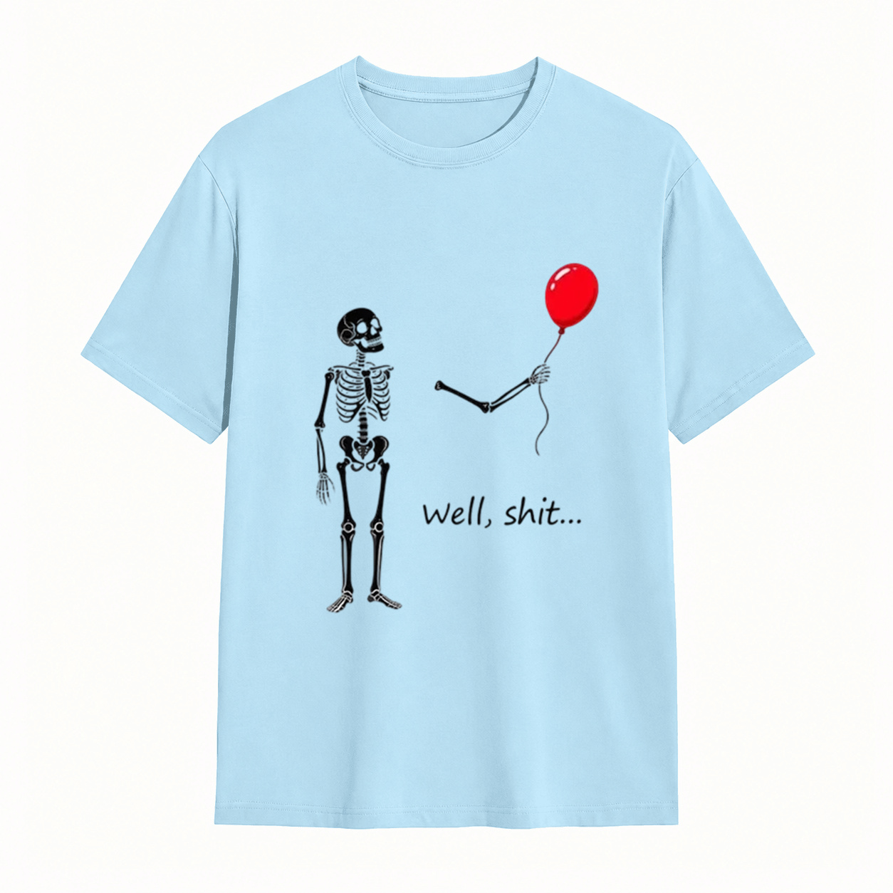 Skeleton Balloon “Well, Shit…” Halloween T-Shirt – Funny Spooky Graphic Tee