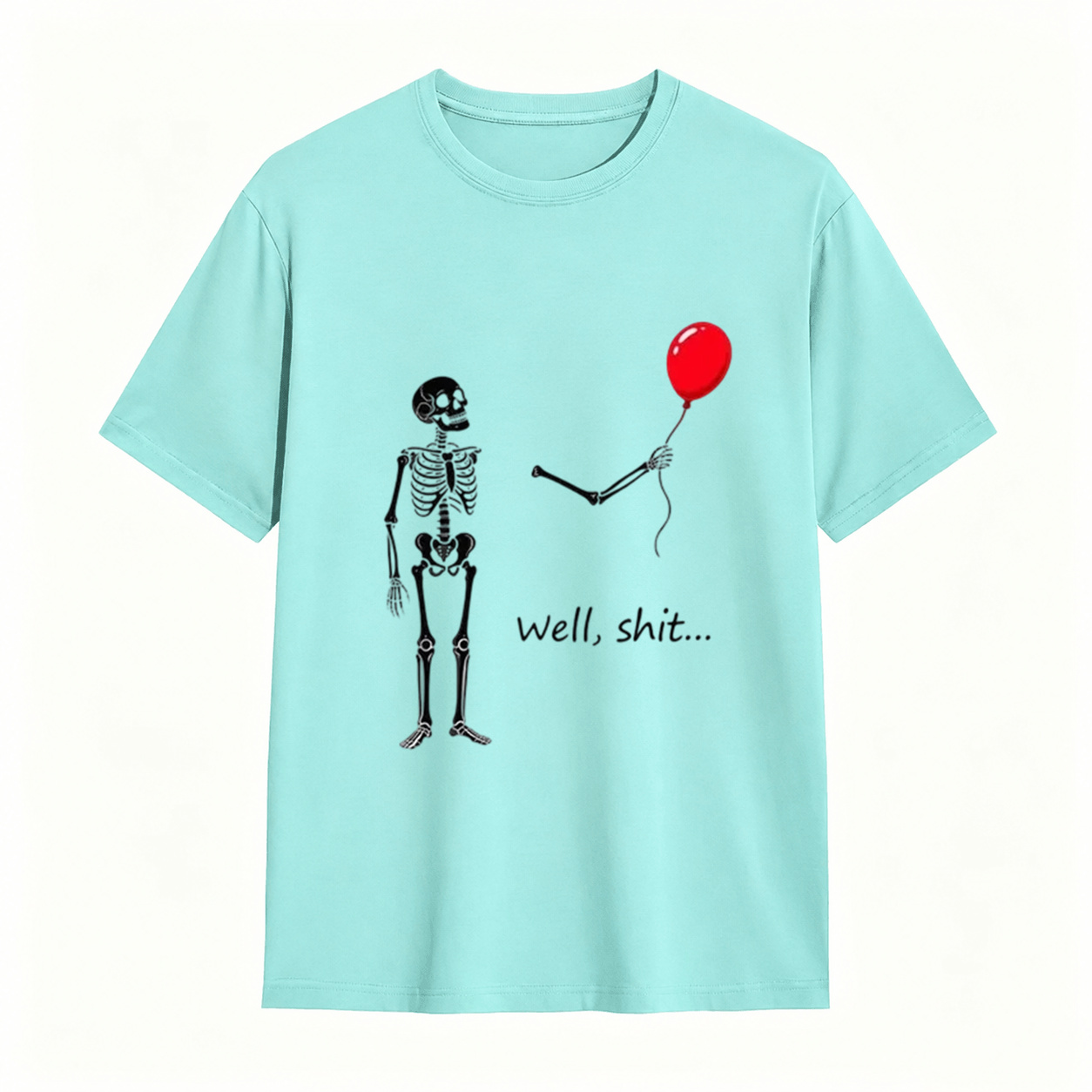 Skeleton Balloon “Well, Shit…” Halloween T-Shirt – Funny Spooky Graphic Tee