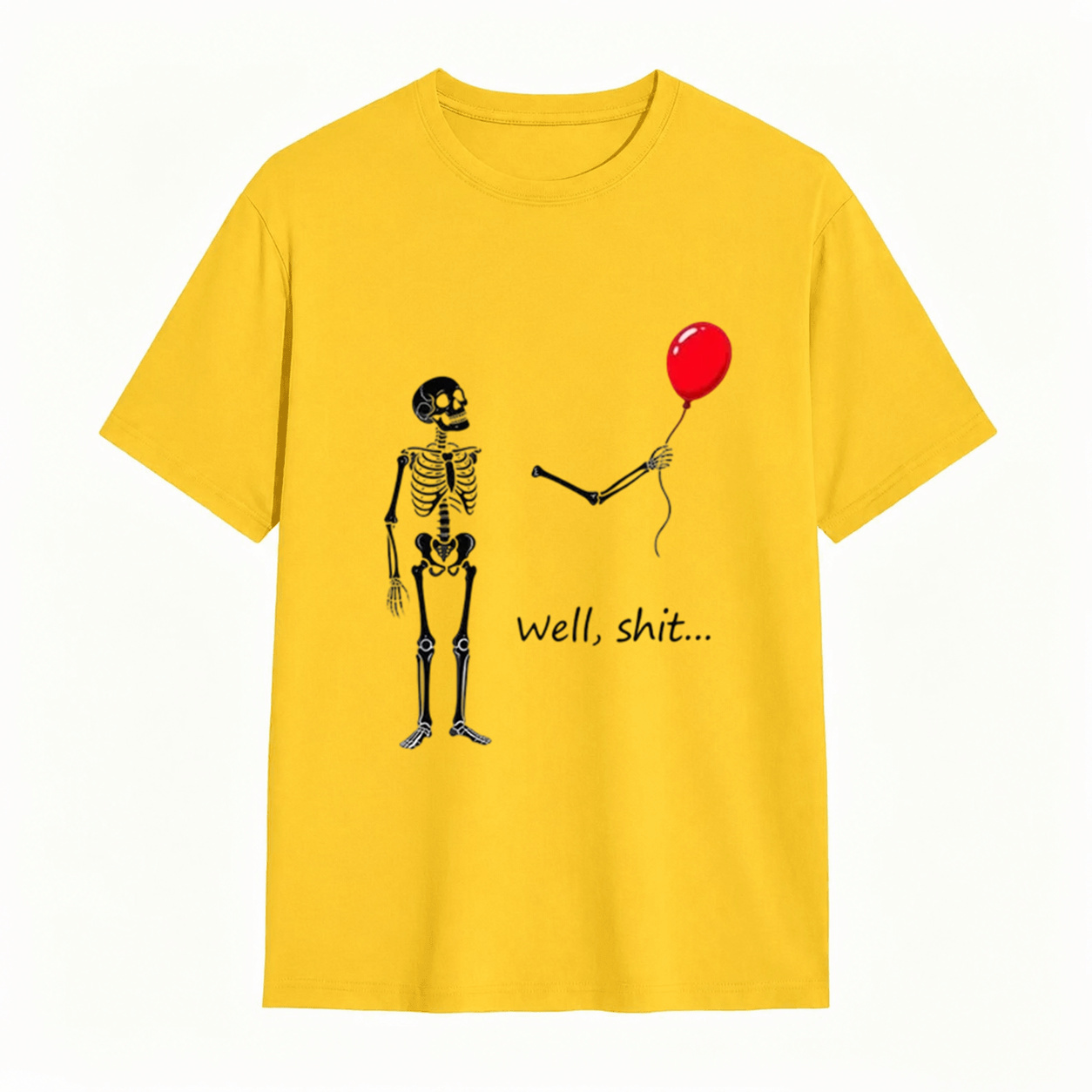 Skeleton Balloon “Well, Shit…” Halloween T-Shirt – Funny Spooky Graphic Tee