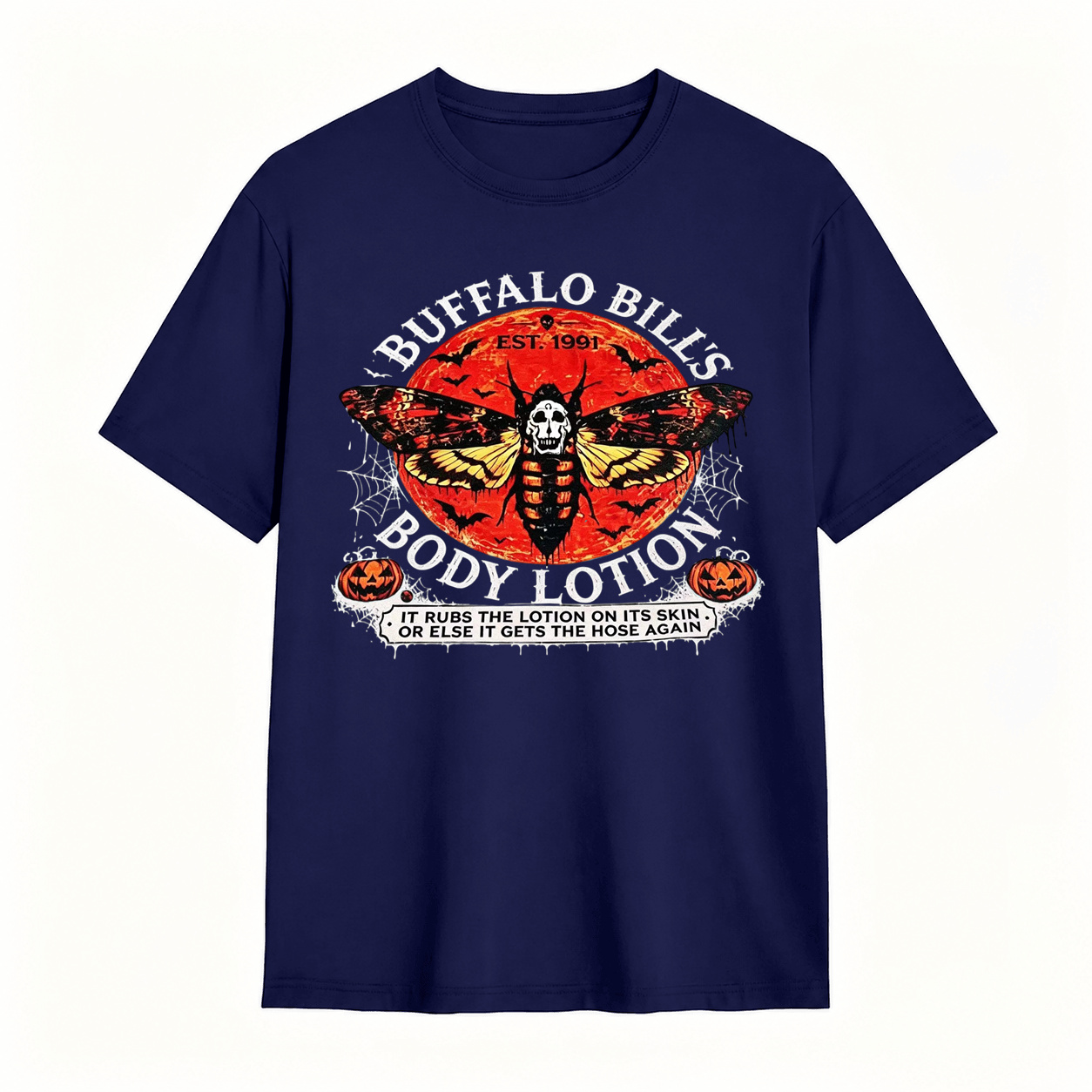 Buffalo Bill's Body Lotion Moth Halloween T-Shirt, Silence of the Lambs Horror Movie Graphic Tee