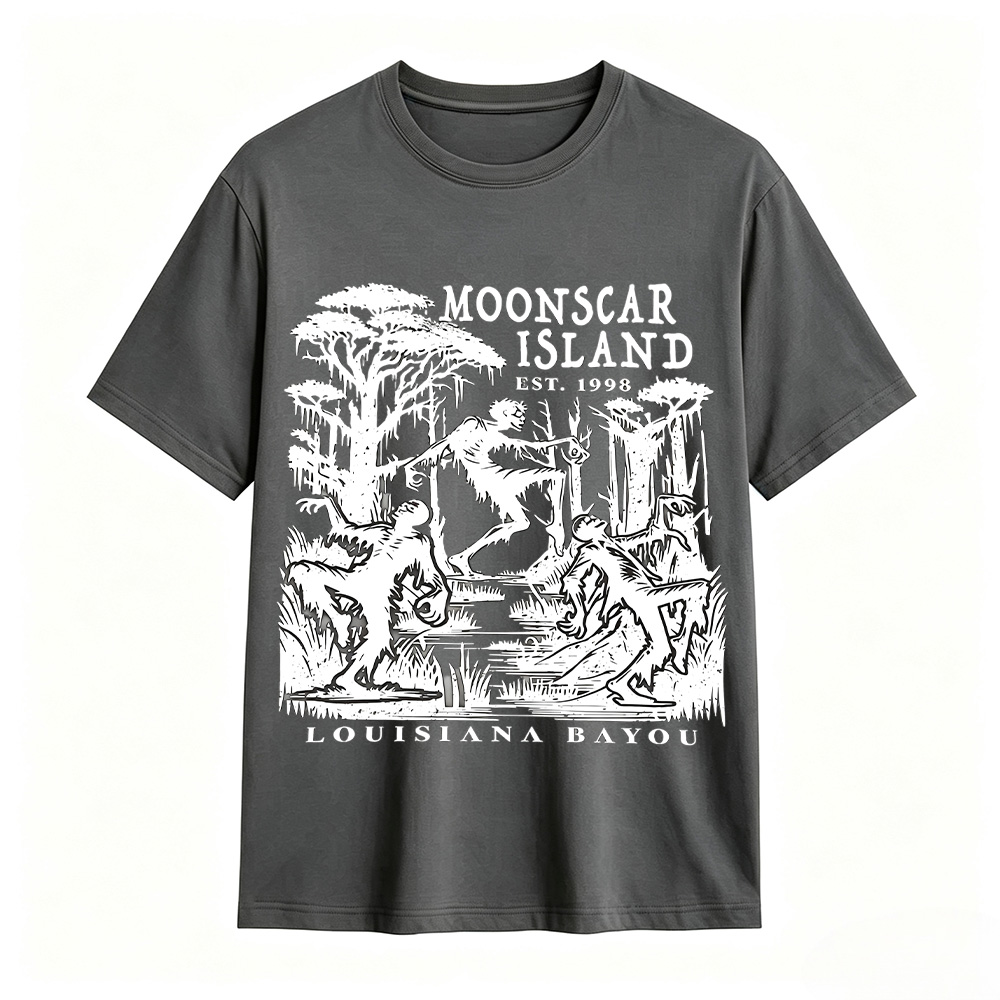 Moonscar Island Graphic T-Shirt – Vintage Louisiana Bayou Gothic Tee, Dark Nature Horror Inspired Shirt
