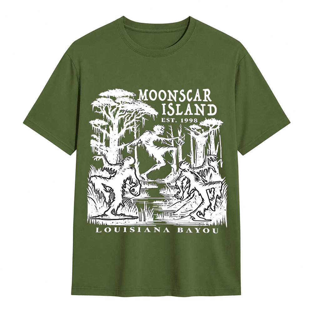 Moonscar Island Graphic T-Shirt – Vintage Louisiana Bayou Gothic Tee, Dark Nature Horror Inspired Shirt