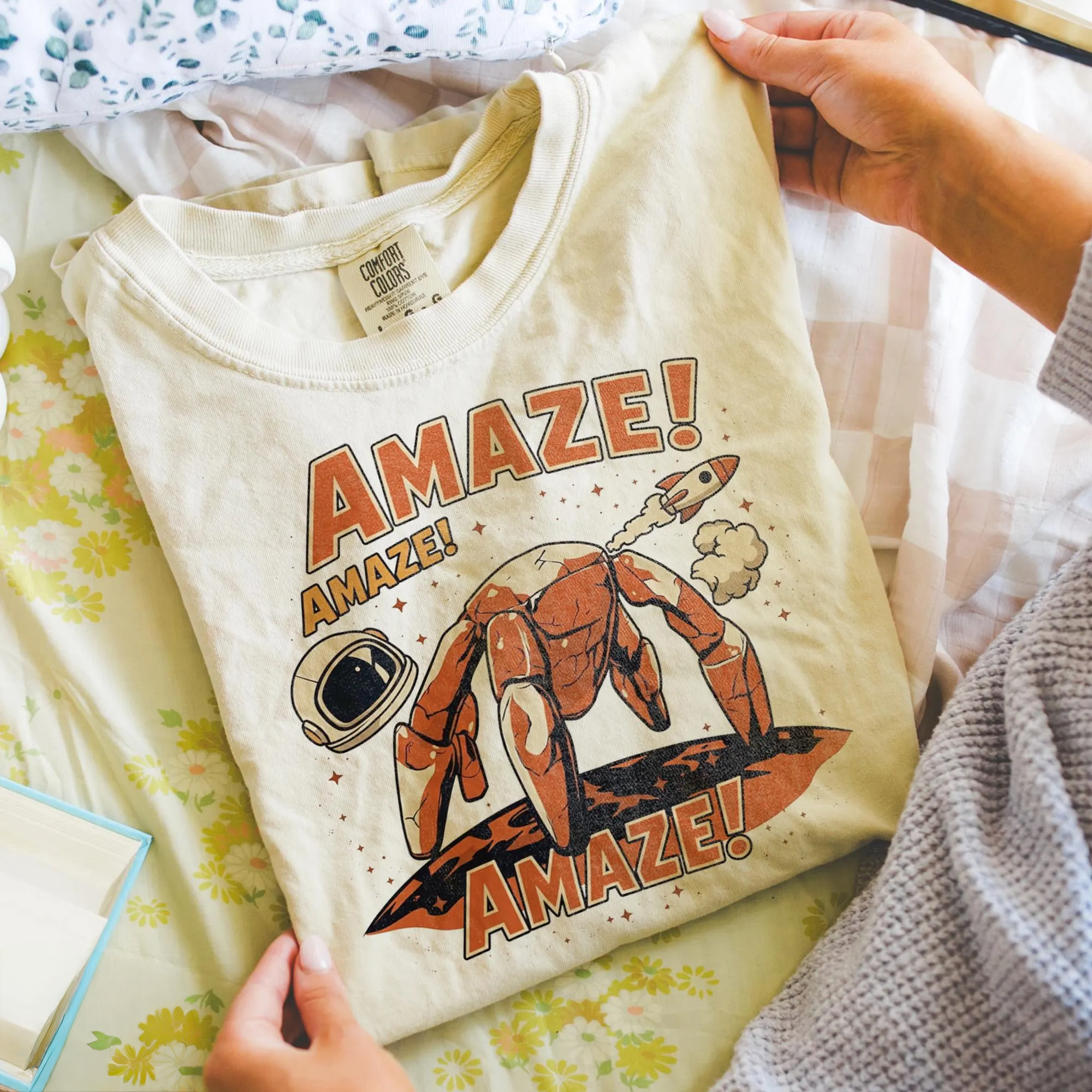 Vintage Space Adventure Graphic T-Shirt – Retro Astronaut & Cosmic Crab Design