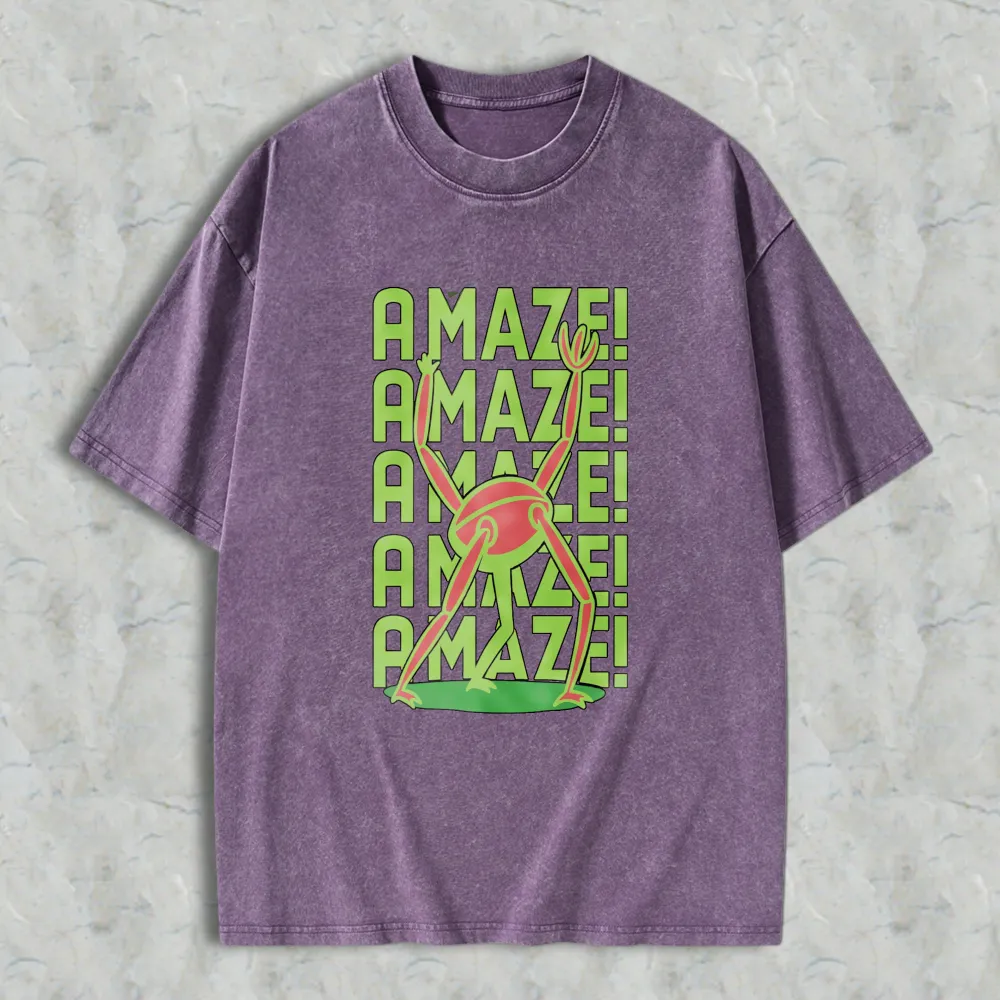 Wardrobecart Amazing Frog Stacked Text Design Unisex Washed T-shirt