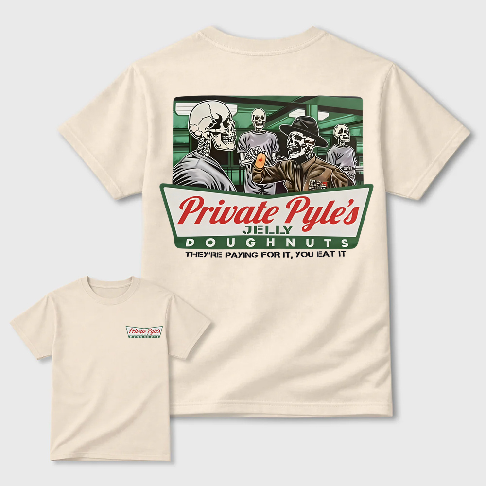 Vintage Skeleton Donut Graphic T-Shirt – Dark Humor Streetwear Tee