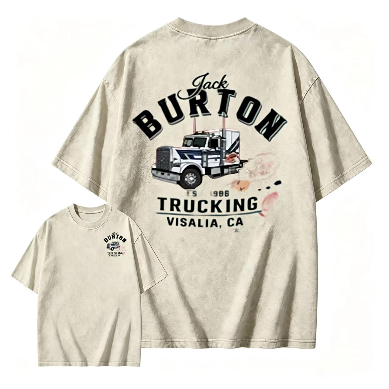 1986 Classic Movie Jack Burton Trucking FS 986 Truck Graphic Washed T-Shirt Double Sided Print Retro Casual Short Sleeve Shirts