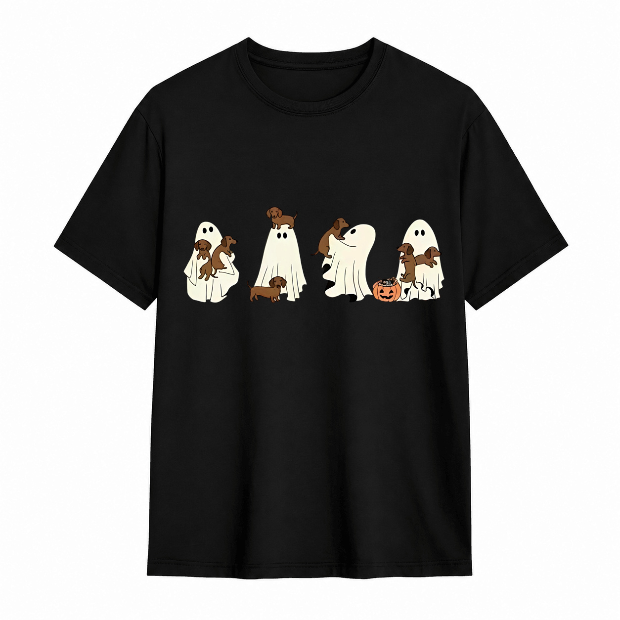 Comfort Colors Ghost Dog Halloween T‑Shirt, Spooky Fall Dog Breed Tee, Dog Mom Halloween Gift For Dachshund, German Shepherd, Frenchie, English Bulldog