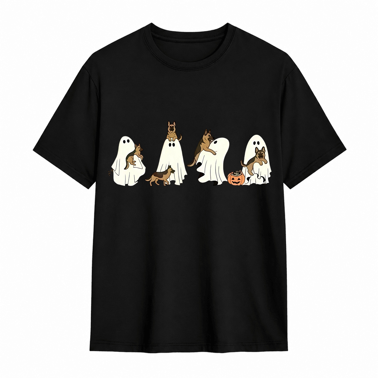 Comfort Colors Ghost Dog Halloween T‑Shirt, Spooky Fall Dog Breed Tee, Dog Mom Halloween Gift For Dachshund, German Shepherd, Frenchie, English Bulldog