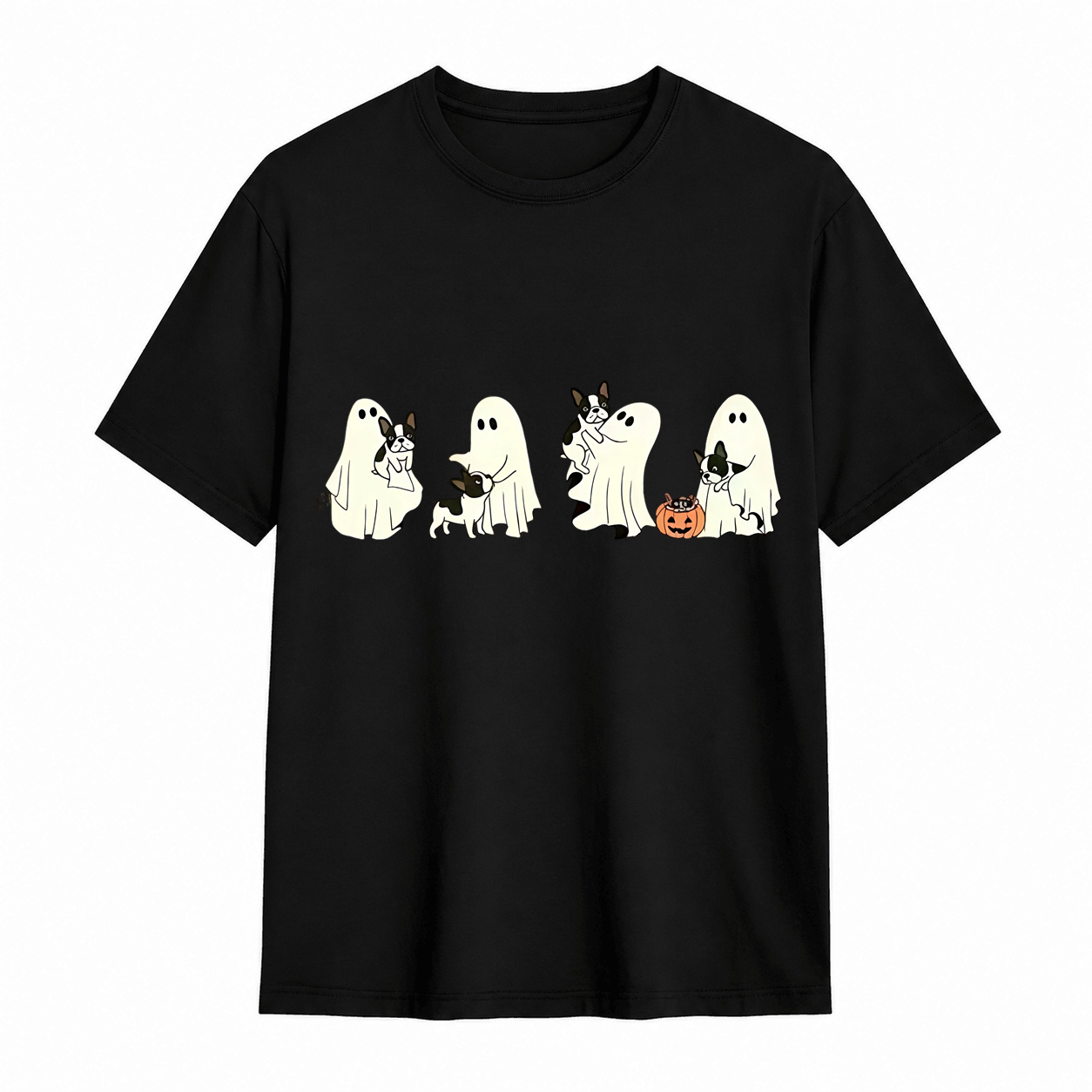 Comfort Colors Ghost Dog Halloween T‑Shirt, Spooky Fall Dog Breed Tee, Dog Mom Halloween Gift For Dachshund, German Shepherd, Frenchie, English Bulldog